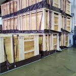 Cargo boxes stacked up.